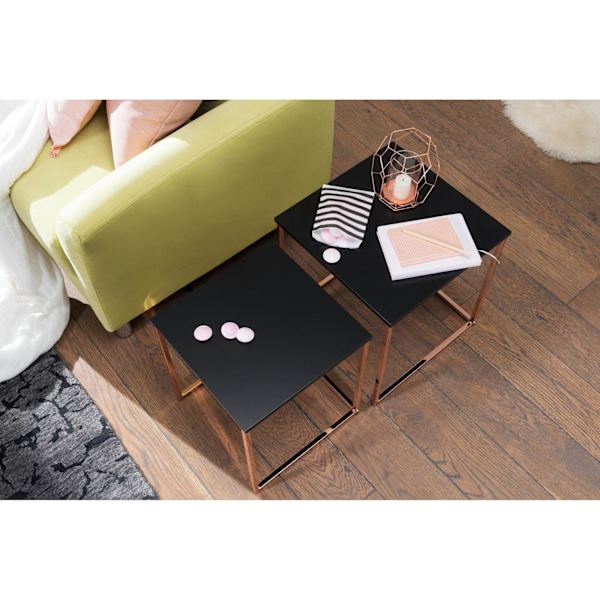 Rootz sidobord - Soffbord - Set med 2 - Moderna bord - Metall - Svart - Koppar