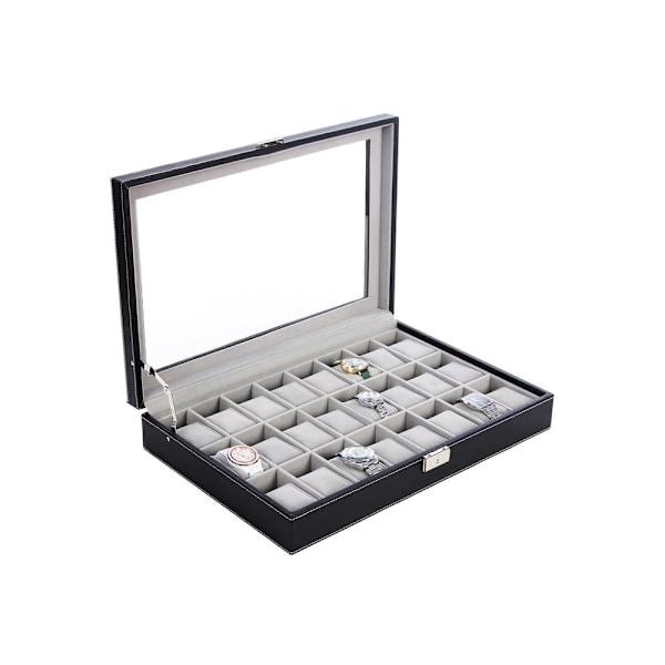 Rootz Watch Box - Suuri kellolaatikko 24 kellolle - Kellon säilytysrasia - Ylellinen kellokotelo - Matkakellokotelo - Monipaikkainen kellolaatikko - M