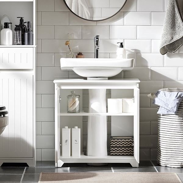Rootz Diskbänk Underskåp - Badrumsskåp - Tvättställsställ - Fuktbeständig - Enkel montering - MDF Konstruktion - 60cm x 60cm x 30cm