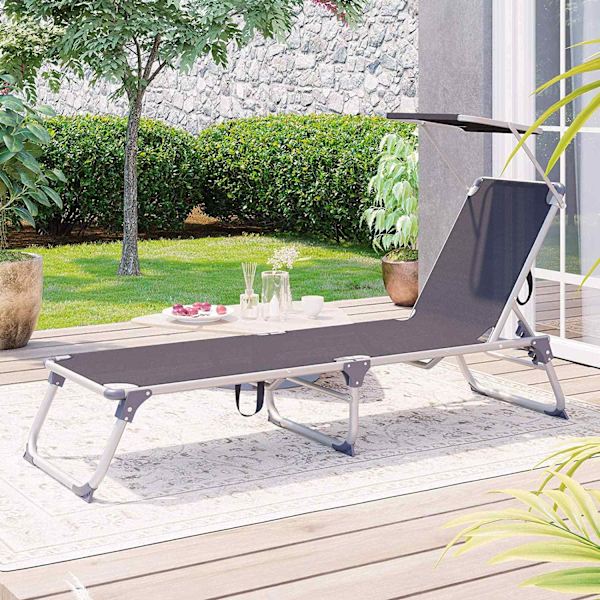 Rootz Solstol - Soltak. - Strandsäng - Justerbart ryggstöd - Antracit - 55 x 193 x 31 cm