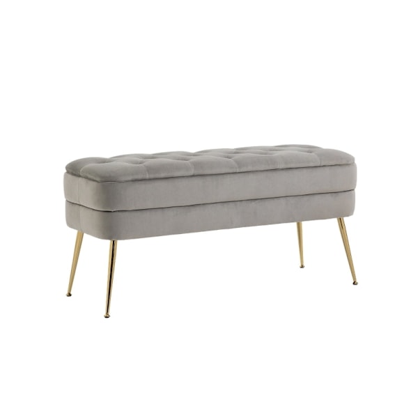 Rootz Velvet Puf Bench - Ottoman - Velvet Opbevaringsbænk - Komfortabelt sæde - 104cm x 40cm x 51cm