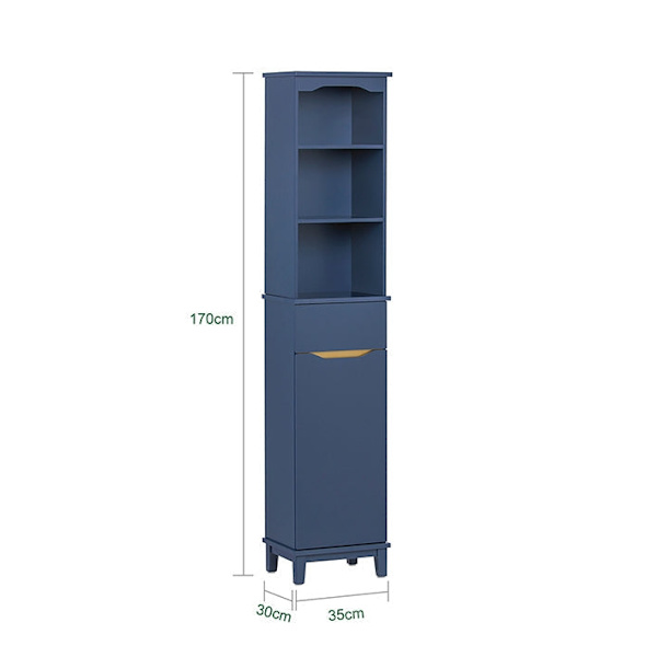 Rootz Tall Badrumsskåp - Förvaringsorganisator - Hyllenhet - MDF & Furukonstruktion - Justerbar hylla - Anti-Tip Design - 35cm x 170cm x 30cm