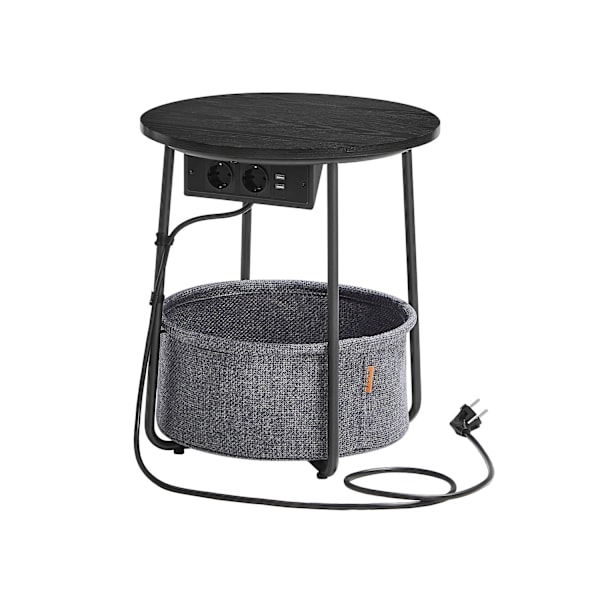 Rootz sidebord med ladestation - stikkontakt - sort - grå - spånplade stål polyester - 45 cm x 50 cm - 4,4 kg - 35 kg Kapacitet