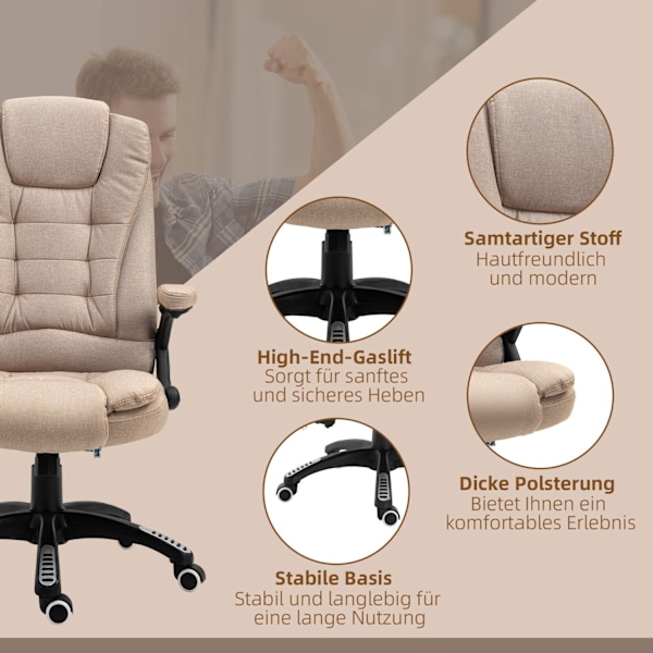 Rootz Massagestol med värmefunktion - Ergonomisk skrivbordsstol - Höjd justerbar - främjar blodcirkulation - 68L x 72W x 110-120H CM - Brun