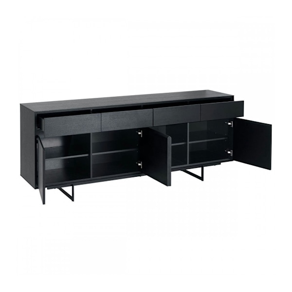 Rootz skänk - Förvaringsskåp - Buffébord - Gott om förvaring - Hållbar konstruktion - Snygg design - 205 cm x 45 cm x 82 cm - Svart ekfaner