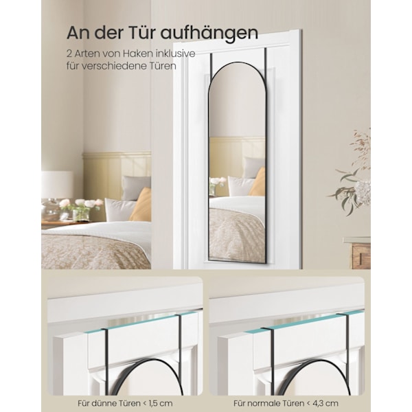 Rootz helkroppsspegel - Golvspegel - Stående spegel - Härdat glas - Aluminiumlegering - 120 cm x 40 cm - Lättvikt 4,2 kg