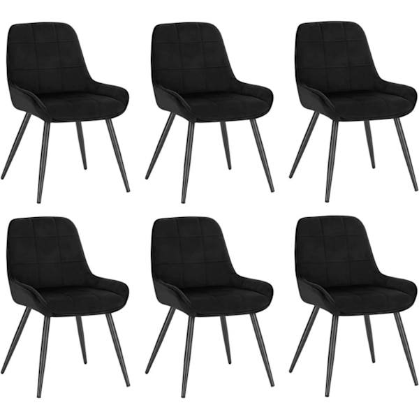 Rootz Set med 6 matstolar - Sammetsstolar - Stoppade stolar - Ergonomisk design, slitstark, golvskydd - 81,5 cm x 38 cm x 43 cm