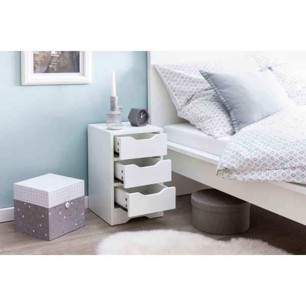 Rootz natkonsol 31x49x31 cm hvid mat med 3 skuffer - Hvidt sengebord med opbevaringsplads - Natbord Simple Modern - Natbord Klein - Natbord soveværels