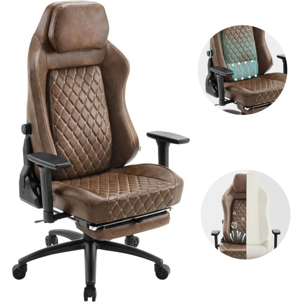 Rootz Ultimate Comfort -pelituoli - Ergonominen toimistotuoli - Vintage Style Executive -tuoli - Erittäin elastinen muotoiltu vaahtomuovi - Säädettävä
