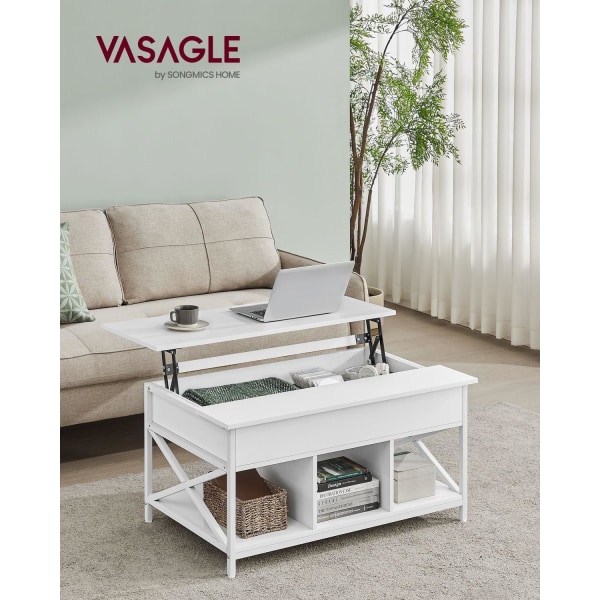 Rootz White Soffbord - Spånskiva Bord - Stålbord - Rymlig yta - Robust konstruktion - Enkel montering - 60cm x 100cm x 62cm