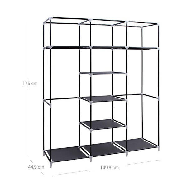 Rootz - XXL Canvas Garderobe - Garderobe - Opbevaringsskab - Sammenfoldeligt garderobeskab