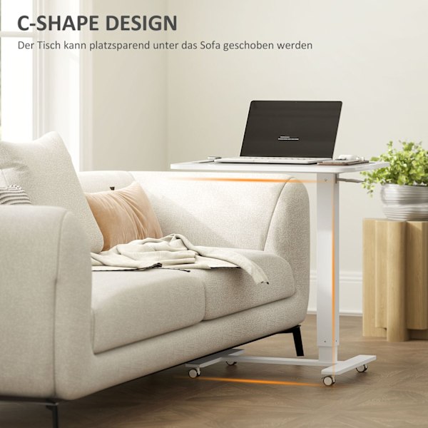 Rootz Steh Desht Højde Justerbart skrivebord - Mobil bærbar bord - Ergonomisk arbejdsområde - Sit/Stand Option - White - 65 cm x 48 cm x 70-110 cm