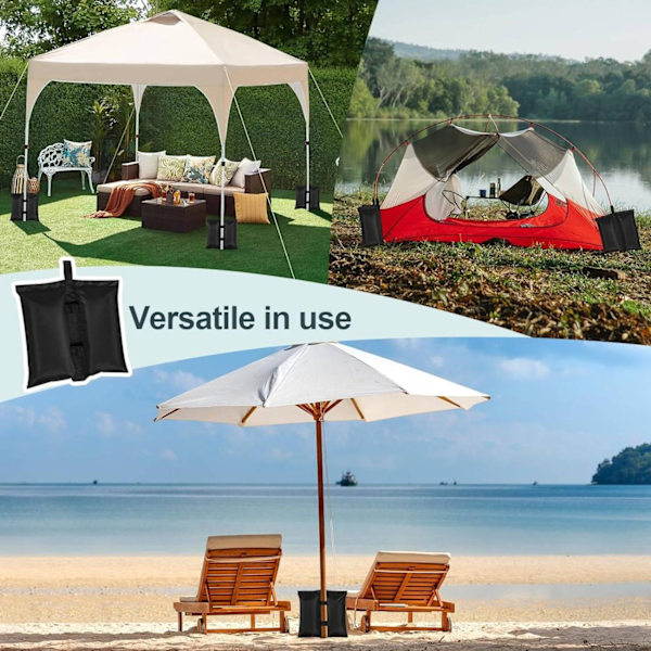 Rootz Sandbag Set - 4 dubbelkammare viktpåsar - 300GSM Oxford-tyg - Vattentät - Lätt att fixa - Mångsidig användning - 37cm x 41,5cm - Svart