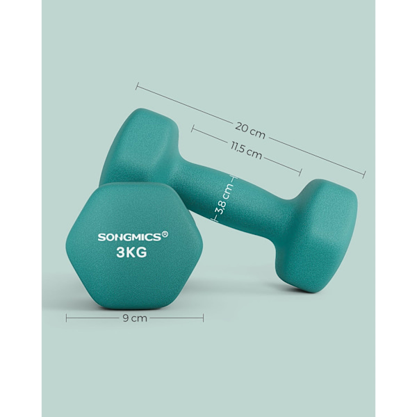 Rootz 2-osaiset käsipainot - Käsipainot - Valurauta - Neopreenipinnoite - Voimaharjoittelu - Kompakti koko - Ergonominen kahva - Tummanvihreä - 20 cm