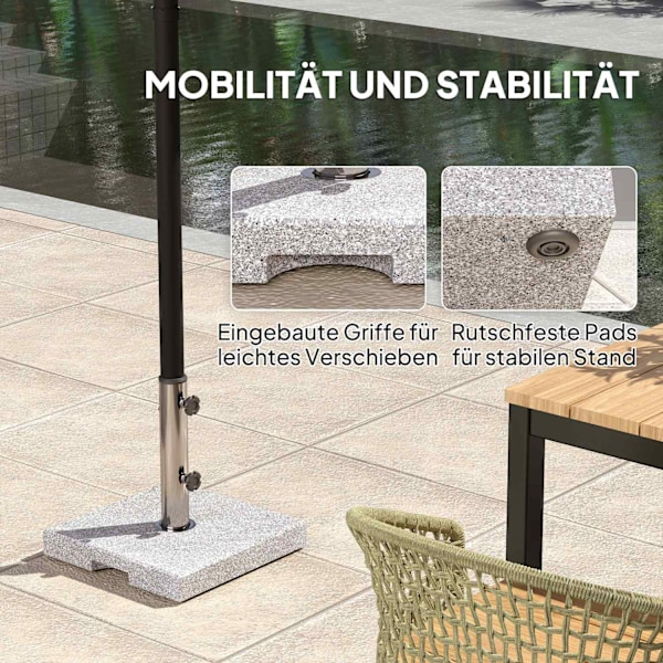 Rootz Parasol Stand - Granit paraplyhållare - Paraplyvikt - Stabilitet - 38 cm x 38 cm x 38 cm