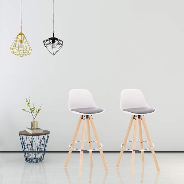 Rootz Barpall - Frukostpall - Kökspall - Imiterat läder - 38,5 cm x 33 cm x 96,5 cm - Förkromat fotstöd - Ergonomisk design