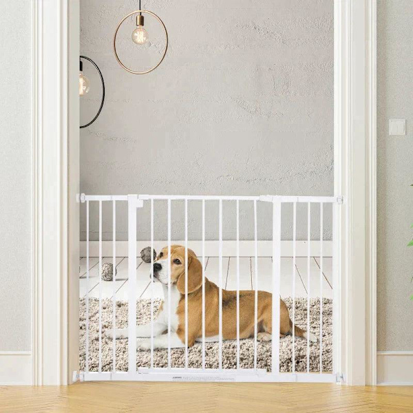 Rootz Pet Safety Gate - Dörrport - Trappport - Hundspärrport - Skyddsdörr - Metall - Vit - 76-107 x 76 cm