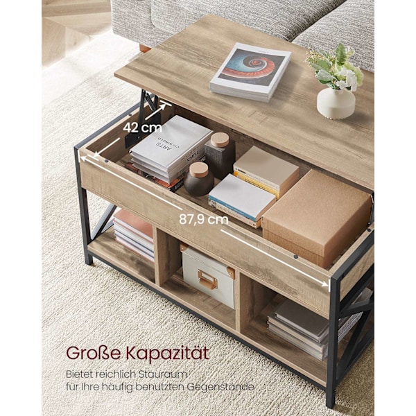 Rootz Sofabord - Centertabel - Stue Bord - Justerbar højde - 50 x 100 x (46,5-62) cm - Brun sort