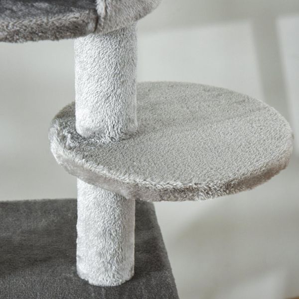 Rootz säädettävä kissan kiipeilypuu - vaaleanharmaa - lastulevy, sisal, pehmo - 23,62 cm x 15,74 cm x 88,58 cm