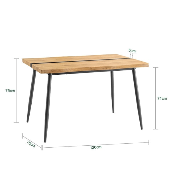Rootz multifunktionellt bord - matbord - soffbord - hållbar MDF & metall - 120 cm x 75 cm x 78 cm - Stylsk & stabil design