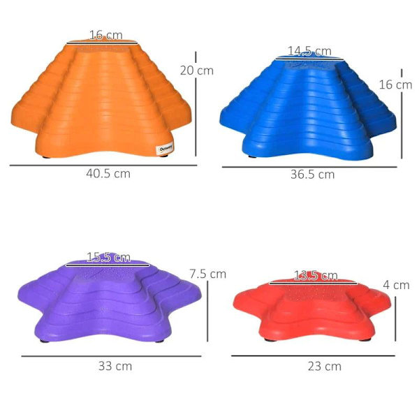 Rootz Balance Stones - Stepping Stones - 11 delar - Stapelbar - Halkfri - Robust - För in- och utsida - Lastbar upp till 80 kg - Flerfärgad - 40,5L x