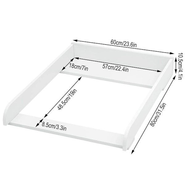 Rootz-skifteudstyr - Pusleplads - Bleskiftebord - MDF-materiale - 60 cm x 10,5 cm x 80 cm