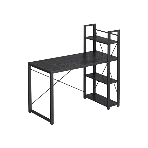 Rootz Ebony Black Skrivebord - Studiebord - Arbejdsstation - Spånplade og stål - Rummelig - Robust - Nem montering - 56cm x 120cm x 120cm