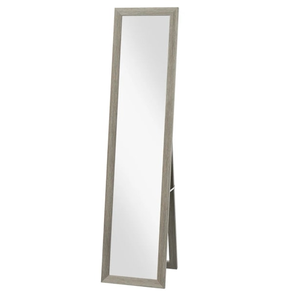 Rootz Ståspegel - Inklusive väggmontering - Golvspegel - Trälook - Väggspegel - Inramad spegel - MDF-glas - Grå - 37 cm x 40 cm x 155 cm