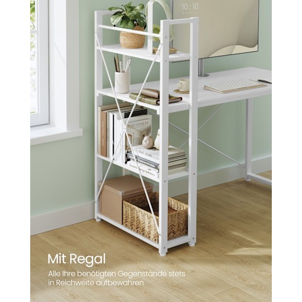 Rootz Maple White Desk - Skrivebord - Study Workstation - Spånplade stål - 56cm x 120cm x 120cm - 20kg - 50kg Max belastning