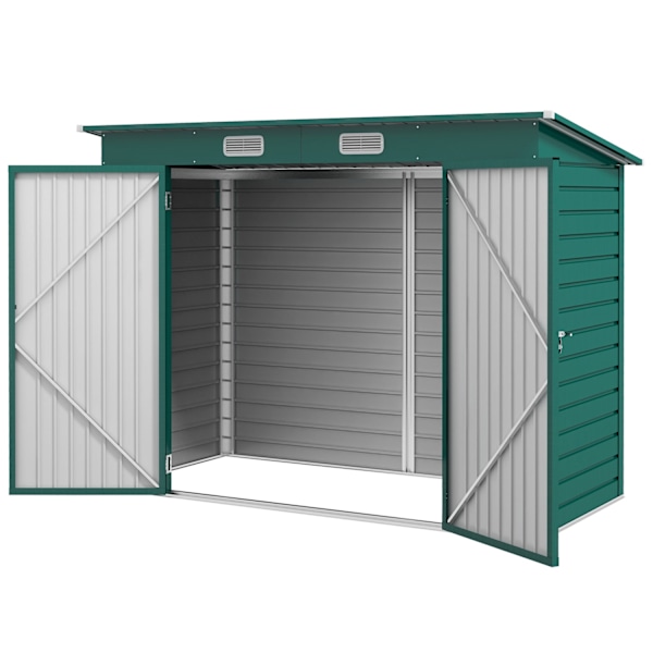 Rootz Steel Garden Tool Shed - Opbevaringsskur - Udstyrshus - Sikker opbevaring - 249b x 121t x 166/183h cm