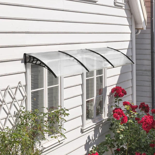 Rootz Canopy - Sol- og regnbeskyttelse - Markise til døre - Inklusiv vægbeslag - Polycarbonat - Aluminiumslegering - Hvid - 295x90 cm