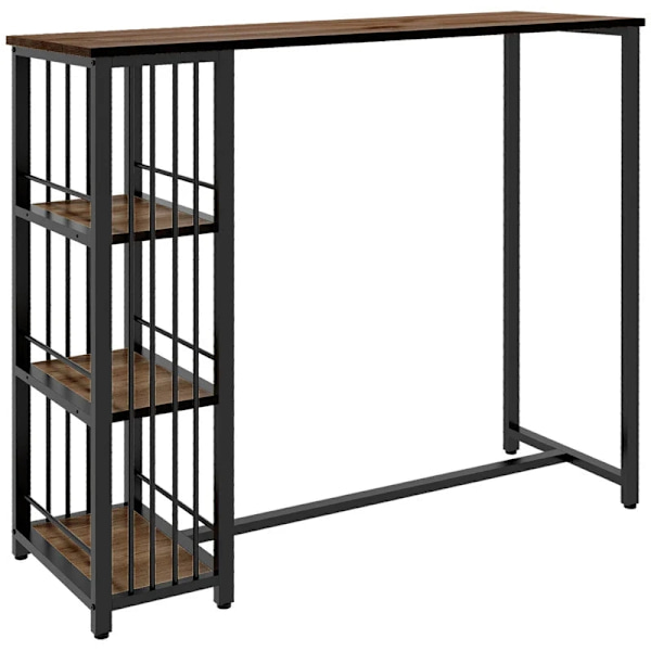 Rootz Barbord - Køkkenbord - Industrielt design - 3 hylder - Spånplade - Stål - Sort + Brun - 120 x 40 x 105 cm