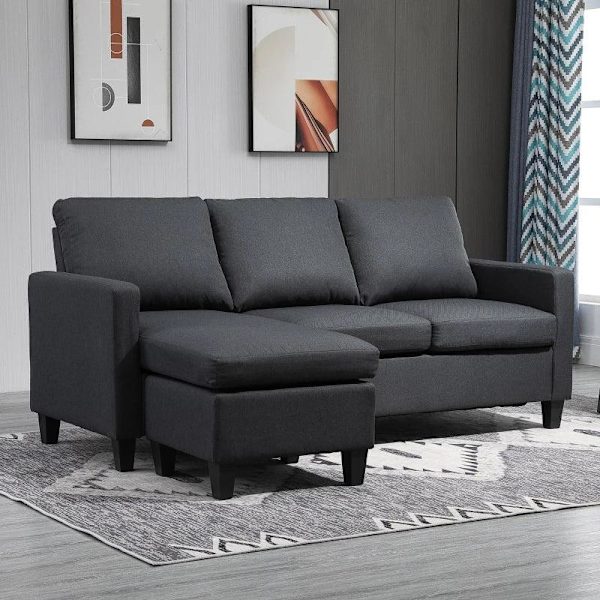 Rootz Sofa - Hjørnesofa - Stofsofa - Hjørnesofasæt - L-Shape Sofa - Mørkegrå - 197 x 139 x 91 cm