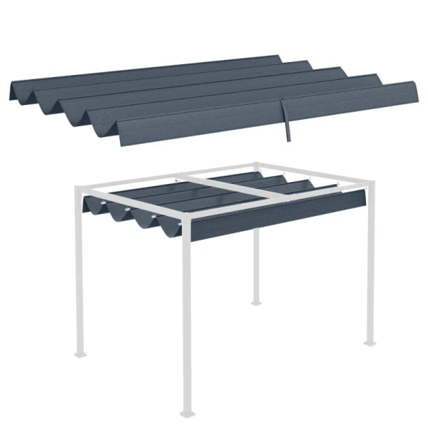 Rootz erstatningstag - Pergola tag - Solskærmsdæksel - Udtrækbart - Havepavillon - Nem montering - Polyester - Grå - 286cm x 245cm x 16cm