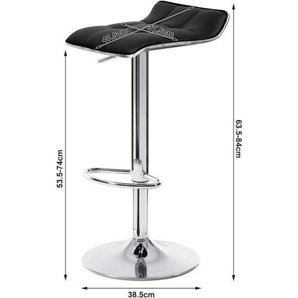 Rootz Barpall - Justerbar bänkstol - Vridbart säte - Ergonomisk design - Hållbar konstruktion - Snygg look - 38cm x 40cm, Höjd 64cm-86cm