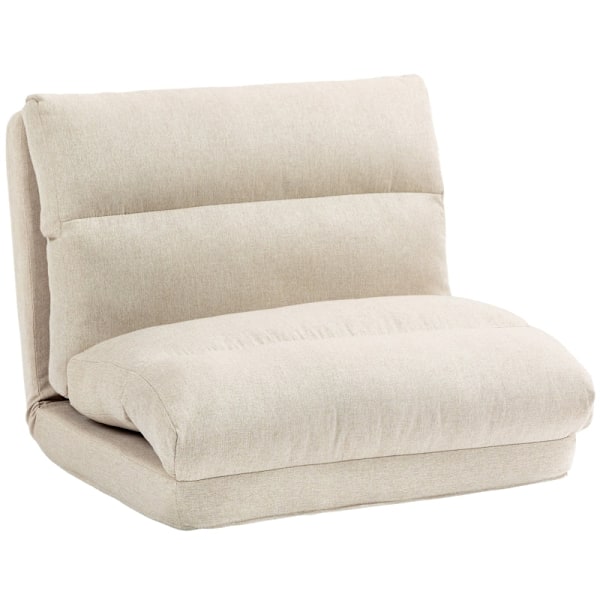 Rootz Floor Chair - Meditationsstol - Liggestol - Seng - Justerbart ryglæn i 6 niveauer - Blødt stofbetræk - Kompakt - Beige - 70 cm x 41 cm x 56 cm