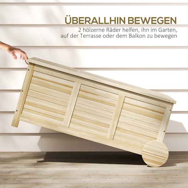 Rootz 185L Outdoor Storage Box - väderbeständig arrangör - träskista - sittplatsalternativ - 110 x 50 x 50 cm