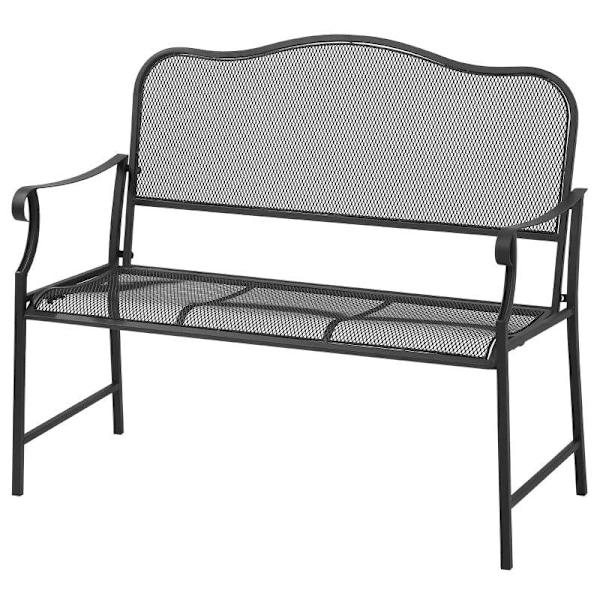 Rootz trädgårdsbänk - 2-sits trädgårdsbänk - 2-sits bänk - väderbeständig - metall - svart - 113cm x 58cm x 98cm