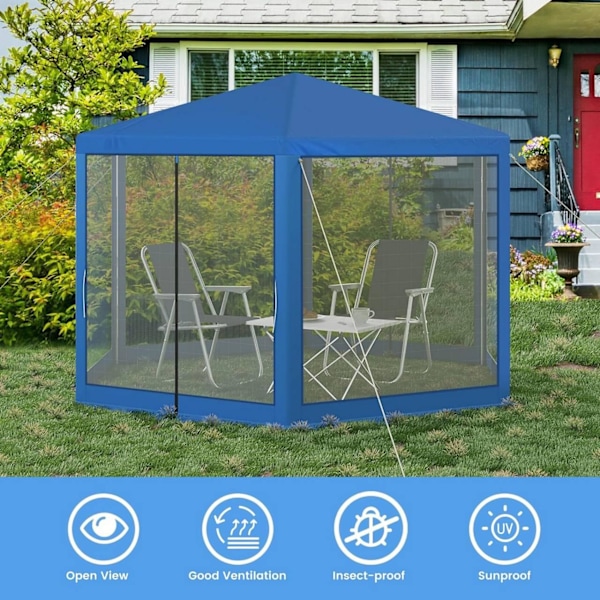 Rootz Outdoor Gazebo - Trädgårdspaviljong - Skyddsskydd - UV- och skuggaskydd - Myggnät som andas - Enkel montering - 380cm x 250cm x 328cm