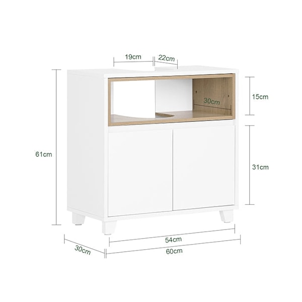 Rootz Sink Cabinet - Vanity Storage - MDF & PB Materiale - forhindrer trærot - 60x61x30cm