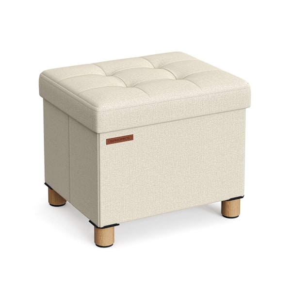 Rootz Storage Ottoman - Jalkatuki - Pehmustettu jakkara - MDF-kangas - 25D Foam - 32cm x 40cm x 33,5cm - Kermanvalkoinen