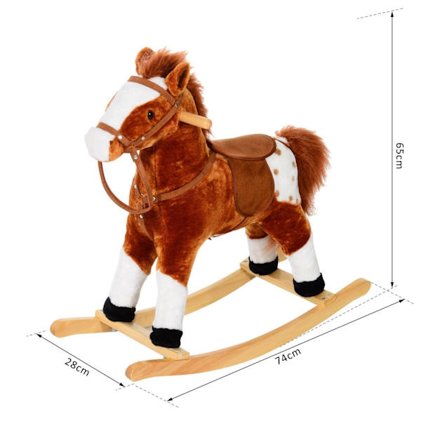 Rootz børne gyngehest - brun - plys, poppel - 29,13 cm x 11,02 cm x 25,6 cm