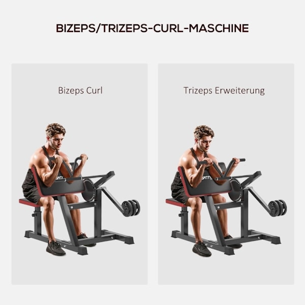 Rootz Curl Bench Machine - Bicep Curl Station - Triceps Extension - Anpassningsbar träning - 25 vinkelinställningar - Viktplattor - Kompakt design - 1