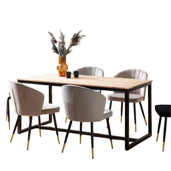 Rootz Modern Loft Dining Table - Rectangular Table - träkorn - Handgjord unik design - 180 cm x 90 cm x 76 cm