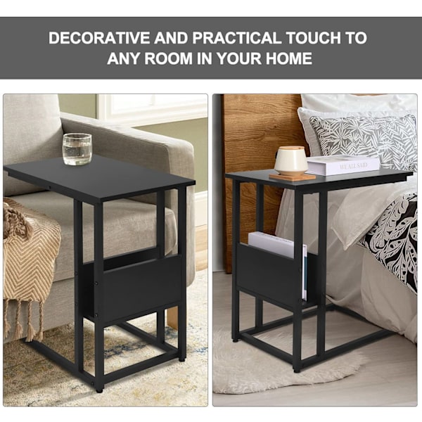 Rootz Soffbord - Sidobord - Avslutsbord - Loungebord - Vardagsbord - Accentbord - Svart - 55x36x59,5cm