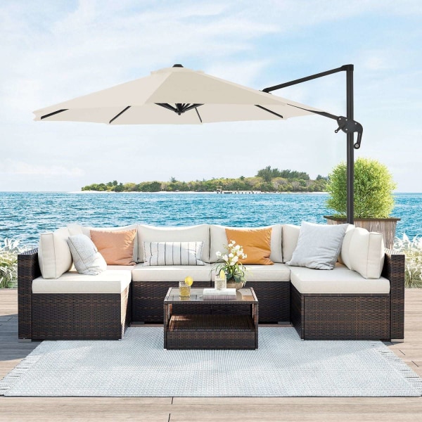 Rootz 3m Cantilever-parasol - Parasol - Udendørsskærm - UV-beskyttelse - 240 g/m² polyesterstof - 3m x 2,5m x 18,5kg