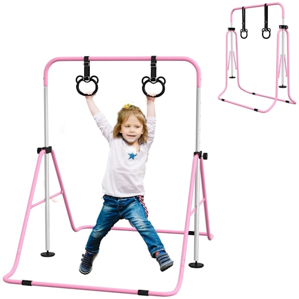 Rootz børnegymnastik vandret stang - opsætning til børnegymnastik - Justerbart fitnessudstyr - sikkert design - 148 cm x 105 cm x 88-128 cm