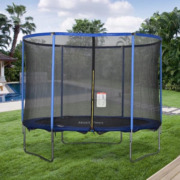 Rootz Trampolin - Trampolin Med Sikkerhedsnet - Havetrampolin Til Indendørs Og Udendørs - Trampolin Til Børn Og Voksne - Blå/Sort - Ø305 x 248H cm