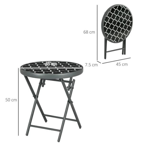 Rootz Havebord - Foldebord - Haveklapbord - Rundt - Vejrbestandigt - Sammenklappeligt - Sort - Ø45 x 50 cm