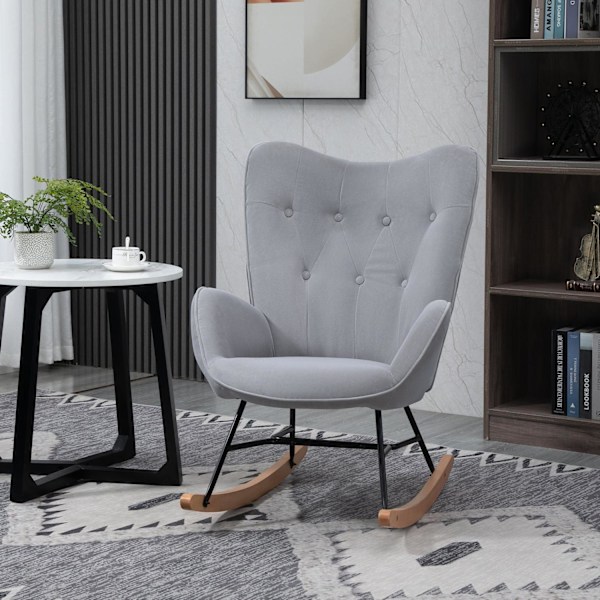 Rootz Ergonomic Rocking Stol - Velvet Look - Quilted Seat - Op til 150 kg - 65L x 70W x 96H cm